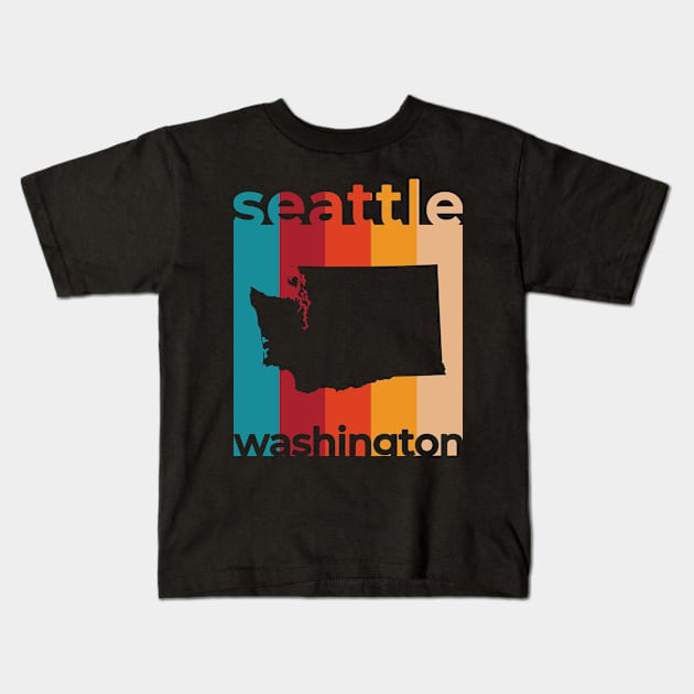 Seattle Washington Retro Kids T-Shirt by easytees